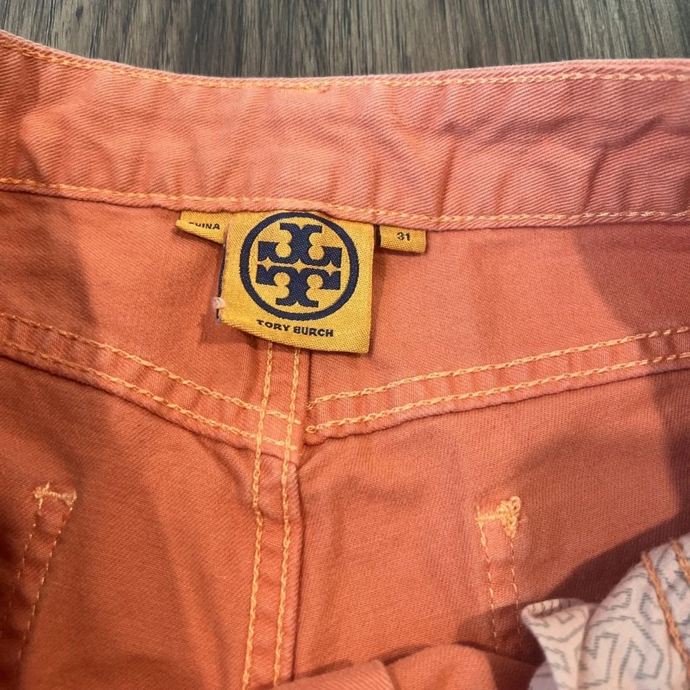 Tory Burch  High Rise Flare Women Jeans Size 31 Pretty Coral Color